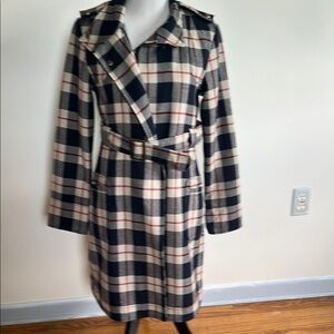 Plaid Belted Trench Coat